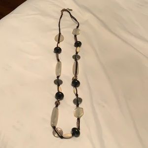 Long black and cream necklace